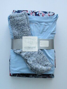 Liz Claiborne 4-pc Pajama Set - blue paisley print